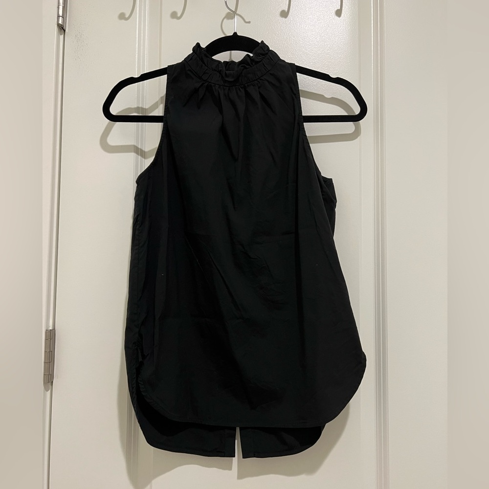 A.L.C. Mock Neck Blouse Black Cotton Blend - Size S P